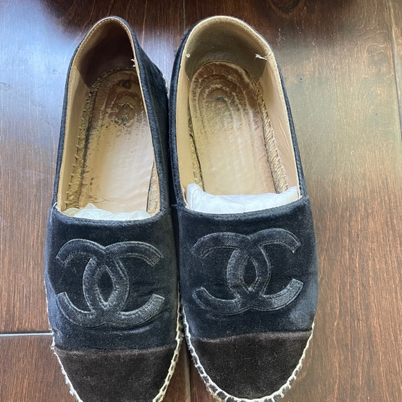 Chanel Espadrilles - black and blue velvet - Picture 2 of 3